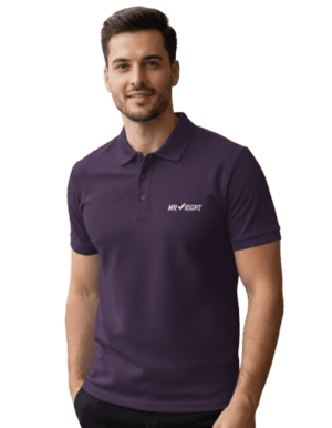 Mr.Right Men's Premium Airtex Polo T-Shirt | Purple| Regular Fit | Structured Collar & Cuffs