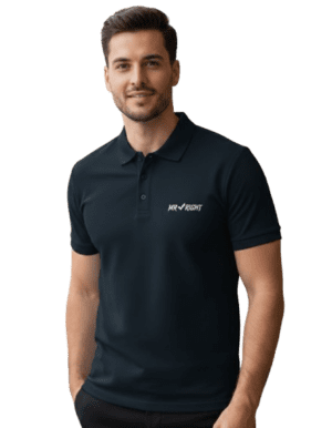 Mr.Right Men's Premium Airtex Polo T-Shirt |Navy Blue| Regular Fit | Structured Collar & Cuffs