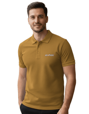 Mr.Right Men's Premium Airtex Polo T-Shirt |Mustard Yellow| Regular Fit | Structured Collar & Cuffs